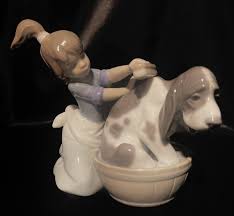 VeryAdorable~Lladro "Bashful Bather" Child/Dog (2273 Mint ...