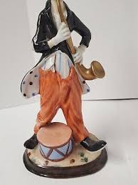 Vintage Clown Figurine Playing Saxophone Handpainted Ceramic ...