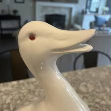 RARE Large White Hand Painted Duck #1311 Alcobaca Porcelain ...