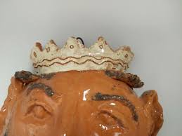 Handmade Ugly Face Pottery Red Clay King Crown Wall Hanging Signed R.B. | eBay