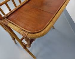 Side Table With Vintage Rattan and Wood Magazine Rack From ...