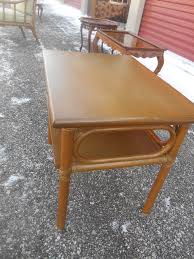 Vintage McGuire Mahogany and Rattan Side Table | Chairish