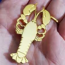 Jewelry | Vintage Lobster Real 18k Gold Plated Brooch Tie ...