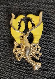 MAC Cosmetics Employee Gold Lobster and Yellow Enamel Brooch ...