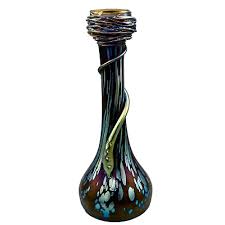 Vaclav Stepanek Czech Art Glass Vase, Iridescent W/Snake ...