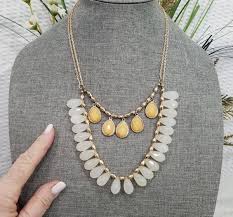 Vintage Gold Tone and White Crystal Briolettes Multi Strand ...