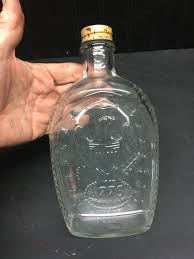 Vtg LOG CABIN Clear Glass Syrup Bottle Bicentennial U.S.A. American Eagle 8in | eBay