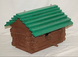 Rustic Wooden Birdhouse Log Cabin Bird House Hanging or Free ...