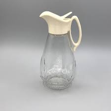Vintage Clear Glass Syrup Pitcher Dispenser Plastic Cream ...
