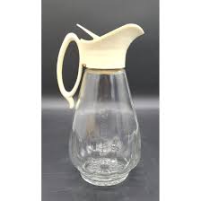 Vintage MCM Grandma Chic Clear Glass Syrup Pitcher Plastic ...