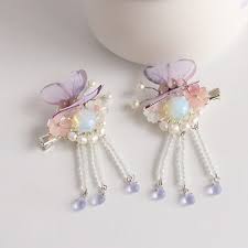 Butterfly Pearl Hair Clip Han Fu Accessory Chinese Style ...