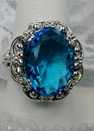 Classic 15CT Oval Simulated Swiss Blue Topaz 935 Argentium ...