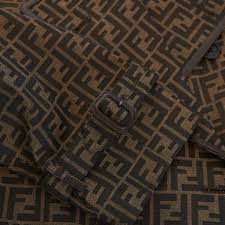 Double Breasted Trench Coat In Brown FF Jacquard Fabric – CHIIIQ