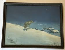 Vintage Antique Lone Wolf Print Framed Glass Picture for sale online | eBay