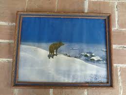 Antique Lithograph Print 1920's Framed ART DECO the Lone Wolf Winter Snowscape - Etsy