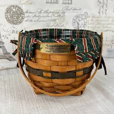 Longaberger 1994 Green Jingle Bell Basket With Liner and ...