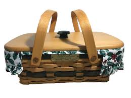 Vintage Longaberger Picnic Basket Christmas Collection 1996 ...