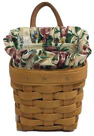 LONGABERGER 1998 Basket with Fabric Rose Flora Pattern Liner ...