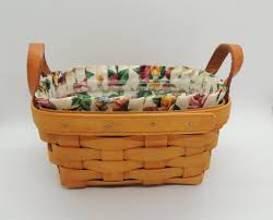 Vintage Longaberger Basket, Leather Handles, Floral Rose ...