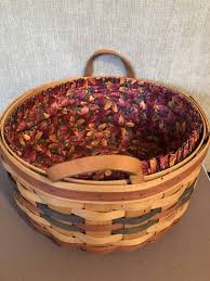 1995 large round Longaberger Basket With Liner and Tie On 12x12x6" | eBay