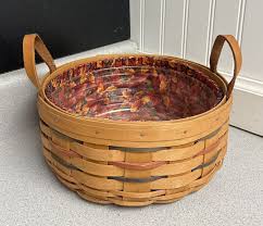 Longaberger 1995 Large Round Harvest Basket with Leather Handles | eBay