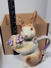 Longaberger Pottery Bunny Teapot NIB Spring Summer Easter ...