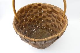 Antique Old Rush Woven Oak Strap Bent Wood Handle Wicker ...