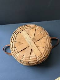 Longaberger Darning Basket, Round, Leather Handles, 9.5” Diameter. 4” Deep | eBay