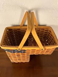 Vintage American Flag Stair Basket With Handles - Etsy