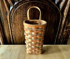 Vintage Hanging Basket With Single Handle / Woven Splint ...