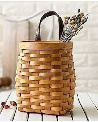HAXMNOU Wooden Wicker Wall Basket with Handle, Handmade ...