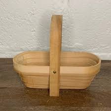 Vintage | Accents | Vtg Mcm Collapsible Oval Wooden Continuous Basket With Handle | Poshmark