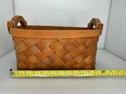 Vintage Rectangle Wicker Basket With Wooden Handles 11”X6”X7 ...
