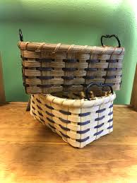 Natural Wood Muffin Basket With Navy Blue Accents & Steel ...