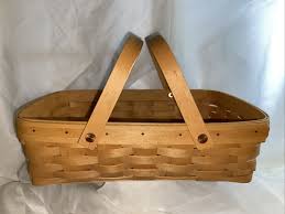 2002 Longaberger Medium Gathering Basket Red & Green Plaid Liner With Protector