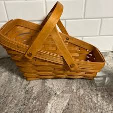 Vintage Longaberger Basket Handwoven Slanted Double Swing Handles 1994 - Etsy