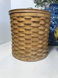Vintage Longaberger Medium Rattan and Wood Basket Cannister ...