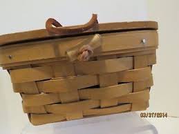 Longaberger 2006 Mini Picnic Basket Leather Hinged Toggle Close w Handle Signed | eBay