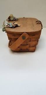 Vtg Longaberger 1990 Hearthland Small Basket W/Leather Hinged Lid & Handle | eBay