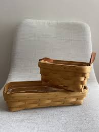 Lot 3 Longaberger Cracker Basket & Storage Basket, Lined ...