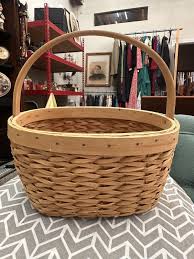 Vintage Cottage Rustic Woven Basket, Oval Handle Handmade 10 Inch Farmhouse - Etsy