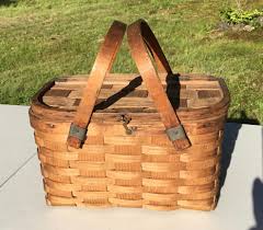 Small Antique Prim Wooden Lunch Picnic Sewing Basket & Lid Double Swing Handles - Etsy Hong Kong
