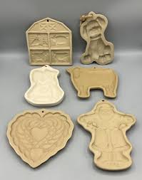 6 Vtg Stoneware Cookie Molds Brown Bag Pampered Chef Disney ...