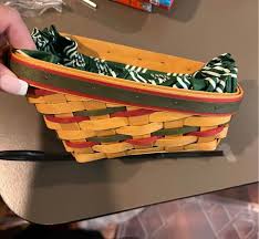 1999 Longaberger Tiny Sleigh Basket with Liner & Protector w ...