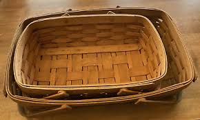 2 vtg LONGABERGER Medium & Small Gathering Basket Lot Swing ...