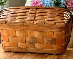 Antique Split Oak Bent Wood Gathering Laundry Basket Woven ...