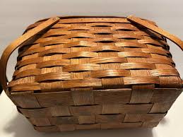 Vintage Picnic Basket, Wov-N-Wood by Jerywil | Chairish