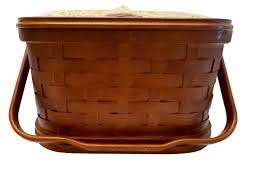 2008 Wood Slat Sewing Basket Padded Floral Lid Compartment ...