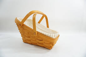 Longaberger Korb, Split Eiche gewebt Korb 1997, signiert gestempelt, schräger Winkel Korb, Schlittenform, Kunststoff- und Stoffeinsatz Gratis USA Ship - Etsy.de