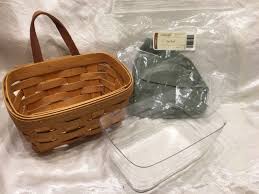 Longaberger New 2002 Small Key Basket Leather Handles Sage ...